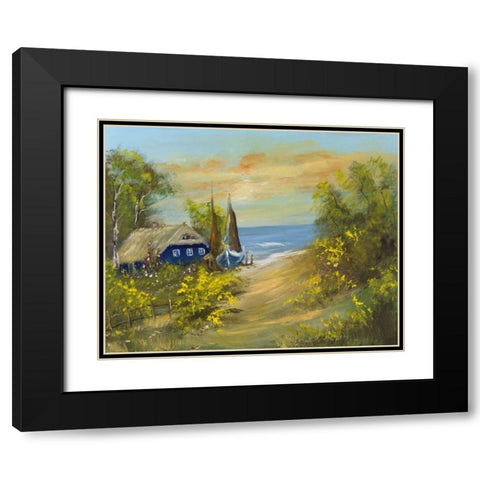 Bleu house I Black Modern Wood Framed Art Print with Double Matting by Schottler, Katharina