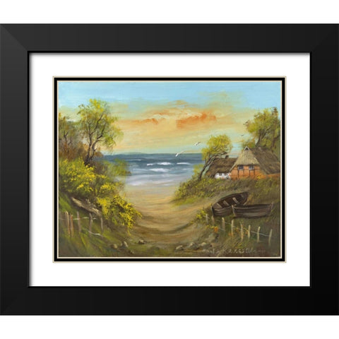 Path to the beach Black Modern Wood Framed Art Print with Double Matting by Schottler, Katharina