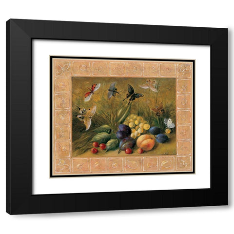 Fruits and papillons Black Modern Wood Framed Art Print with Double Matting by du Ciel, Milieu
