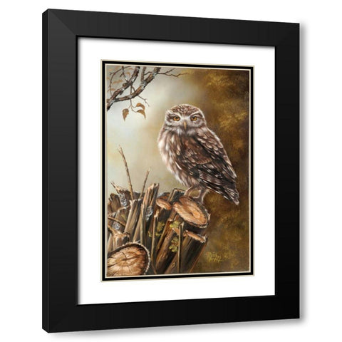 Sleeping bird Black Modern Wood Framed Art Print with Double Matting by Schutte, Michel