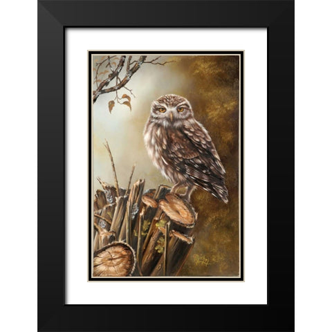 Sleeping bird Black Modern Wood Framed Art Print with Double Matting by Schutte, Michel