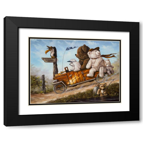 Teddy Bear trip II Black Modern Wood Framed Art Print with Double Matting by Schutte, Michel