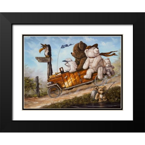 Teddy Bear trip II Black Modern Wood Framed Art Print with Double Matting by Schutte, Michel