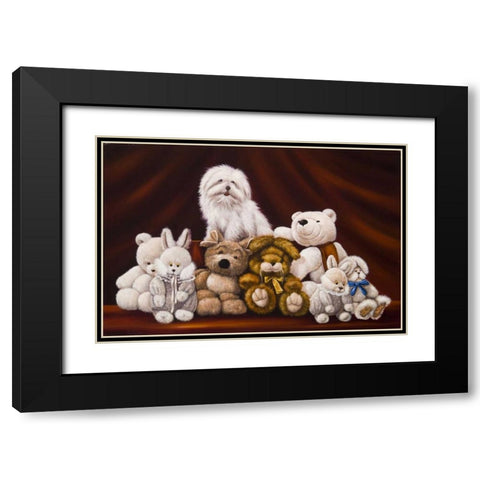 All Friends Black Modern Wood Framed Art Print with Double Matting by Schutte, Michel