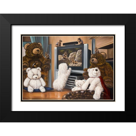 Friends playing Black Modern Wood Framed Art Print with Double Matting by Schutte, Michel