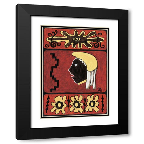 Etnica II Black Modern Wood Framed Art Print with Double Matting by van Aanholt, Pascalle