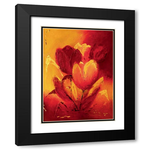 Blooming Tulips bouquet I Black Modern Wood Framed Art Print with Double Matting by Pelzer-Janssen, Ine