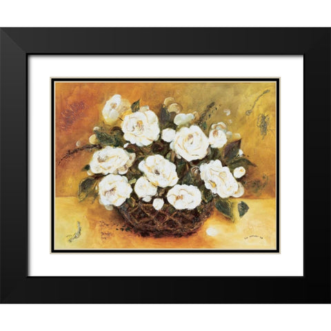 Bouqet White Flowers Black Modern Wood Framed Art Print with Double Matting by Pelzer-Janssen, Ine
