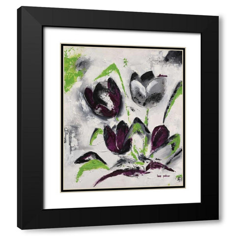 Abstract Tulip II Black Modern Wood Framed Art Print with Double Matting by Pelzer-Janssen, Ine