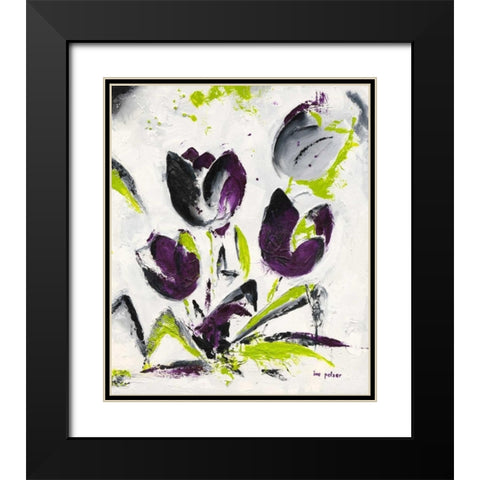 Abstract Tulip III Black Modern Wood Framed Art Print with Double Matting by Pelzer-Janssen, Ine