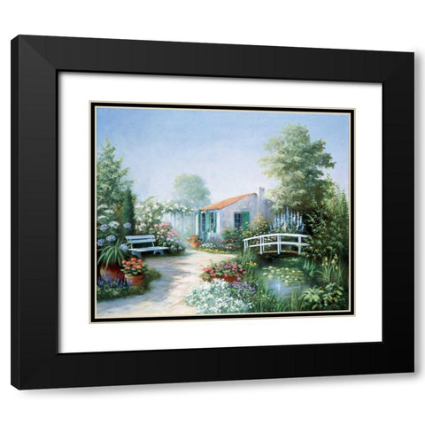 Beyond the bridge Black Modern Wood Framed Art Print with Double Matting by Motz, Peter