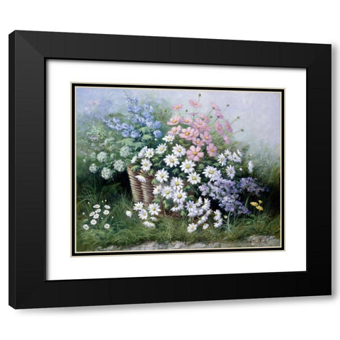 Flowers for Elly Black Modern Wood Framed Art Print with Double Matting by Motz, Peter