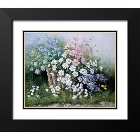 Flowers for Elly Black Modern Wood Framed Art Print with Double Matting by Motz, Peter