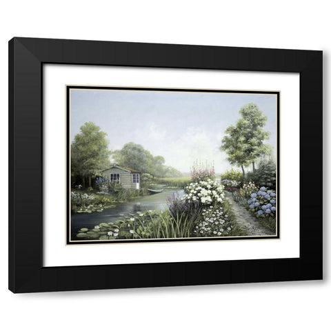 Quiet waters Black Modern Wood Framed Art Print with Double Matting by Motz, Peter