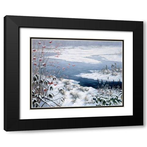 Winter Black Modern Wood Framed Art Print with Double Matting by Motz, Peter
