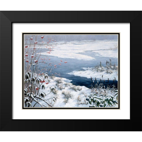 Winter Black Modern Wood Framed Art Print with Double Matting by Motz, Peter
