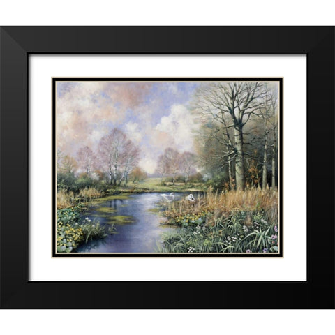 Spring has started Black Modern Wood Framed Art Print with Double Matting by Motz, Peter