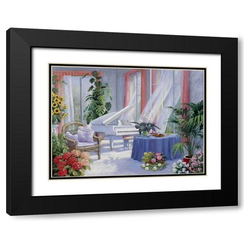 White piano Black Modern Wood Framed Art Print with Double Matting by Motz, Peter
