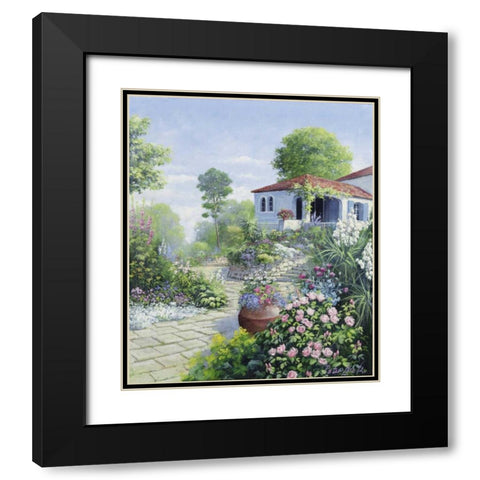 Italian garden I Black Modern Wood Framed Art Print with Double Matting by Motz, Peter