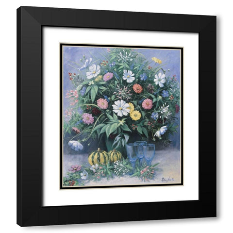 Blooming Black Modern Wood Framed Art Print with Double Matting by Motz, Peter