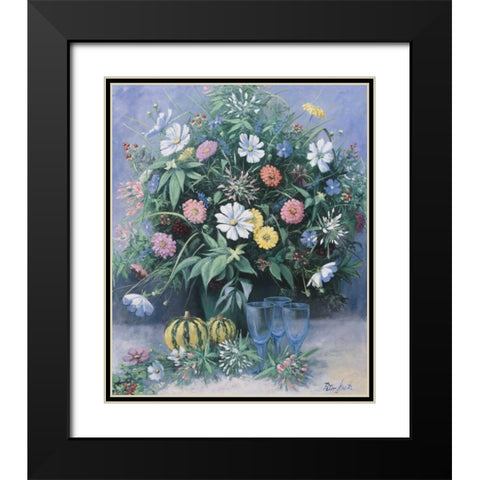 Blooming Black Modern Wood Framed Art Print with Double Matting by Motz, Peter