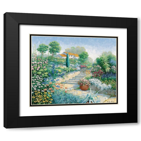 Flowers everywhere Black Modern Wood Framed Art Print with Double Matting by Motz, Peter