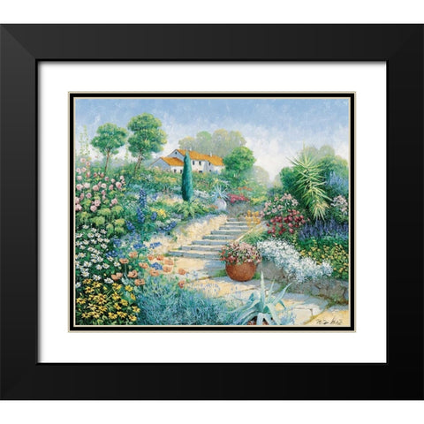 Flowers everywhere Black Modern Wood Framed Art Print with Double Matting by Motz, Peter