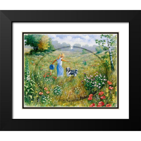 Joyful Black Modern Wood Framed Art Print with Double Matting by Motz, Peter