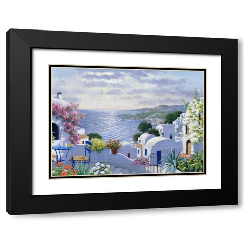 Sparkling Greece Black Modern Wood Framed Art Print with Double Matting by Motz, Peter