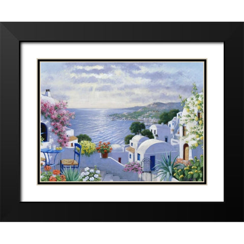 Sparkling Greece Black Modern Wood Framed Art Print with Double Matting by Motz, Peter