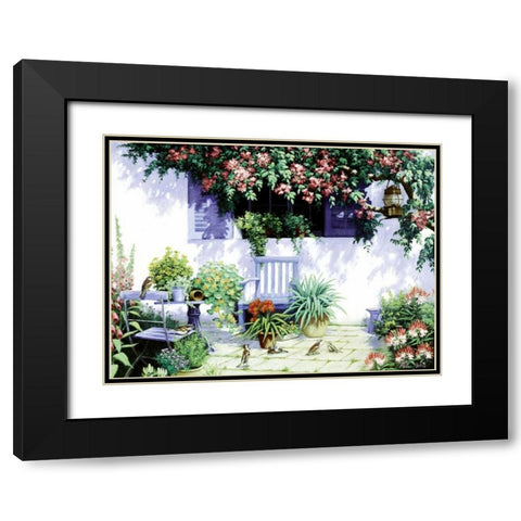 Sparrows Black Modern Wood Framed Art Print with Double Matting by Motz, Peter