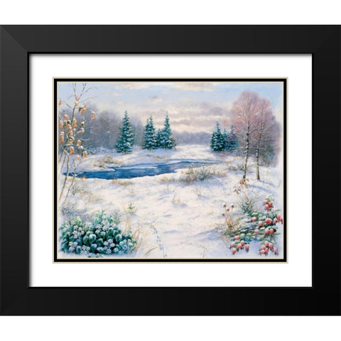 Winter time Black Modern Wood Framed Art Print with Double Matting by Motz, Peter