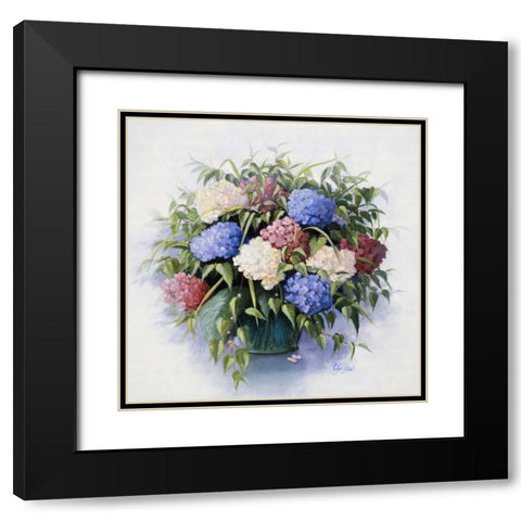 Mixed Hydrangia Black Modern Wood Framed Art Print with Double Matting by Motz, Peter