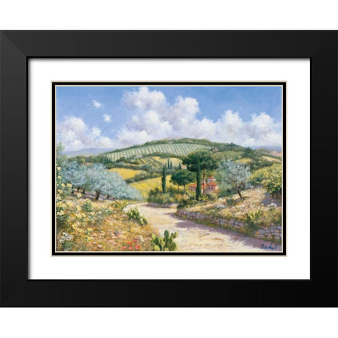 San Gimignano Black Modern Wood Framed Art Print with Double Matting by Motz, Peter