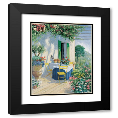 A veranda in bloom I Black Modern Wood Framed Art Print with Double Matting by Motz, Peter