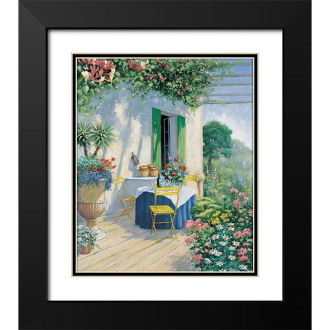 A veranda in bloom I Black Modern Wood Framed Art Print with Double Matting by Motz, Peter