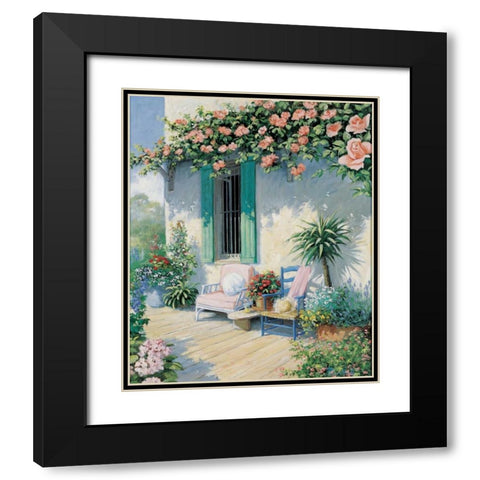 A veranda in bloom II Black Modern Wood Framed Art Print with Double Matting by Motz, Peter