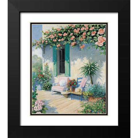 A veranda in bloom II Black Modern Wood Framed Art Print with Double Matting by Motz, Peter
