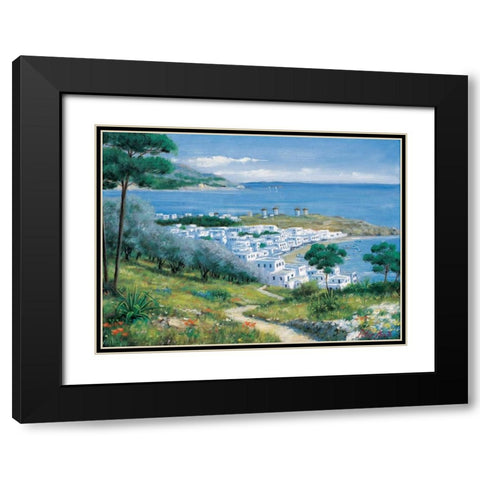 Overlooking the bay Black Modern Wood Framed Art Print with Double Matting by Motz, Peter