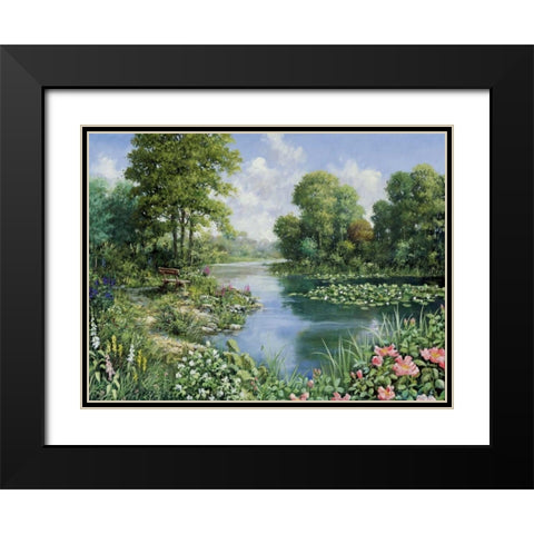 The pond I Black Modern Wood Framed Art Print with Double Matting by Motz, Peter