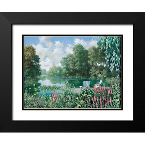 The pond II Black Modern Wood Framed Art Print with Double Matting by Motz, Peter