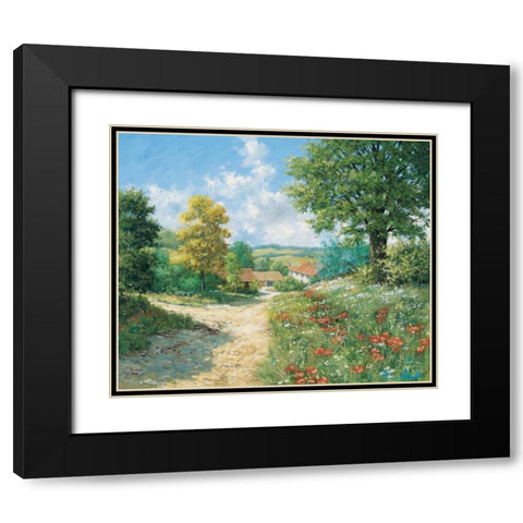Springtime Black Modern Wood Framed Art Print with Double Matting by Motz, Peter