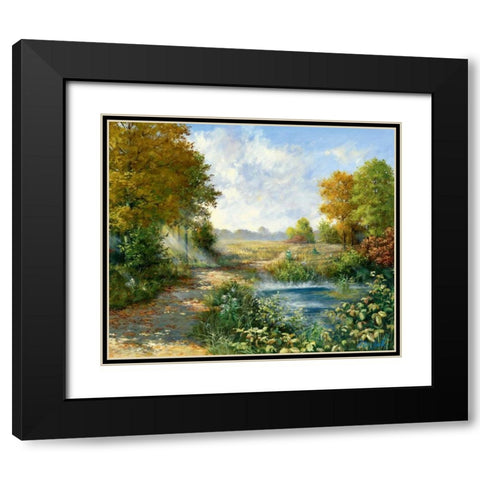 Winter day Black Modern Wood Framed Art Print with Double Matting by Motz, Peter