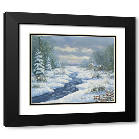 Autumn morning Black Modern Wood Framed Art Print with Double Matting by Motz, Peter