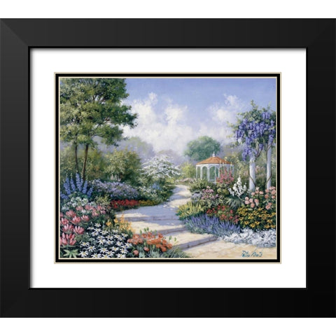 Walking through the park Black Modern Wood Framed Art Print with Double Matting by Motz, Peter