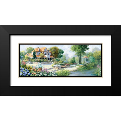 English cottage Black Modern Wood Framed Art Print with Double Matting by Motz, Peter