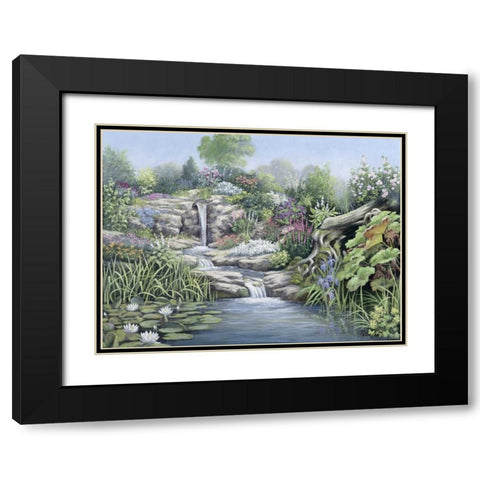 Waterfall Black Modern Wood Framed Art Print with Double Matting by Motz, Peter