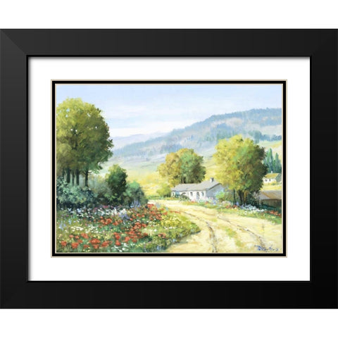 Landscape field Black Modern Wood Framed Art Print with Double Matting by Motz, Peter