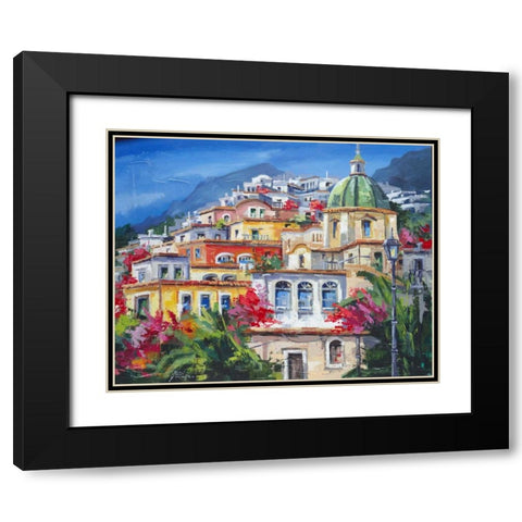 Costa Amalfitana Black Modern Wood Framed Art Print with Double Matting by di Viccaro, Roberto