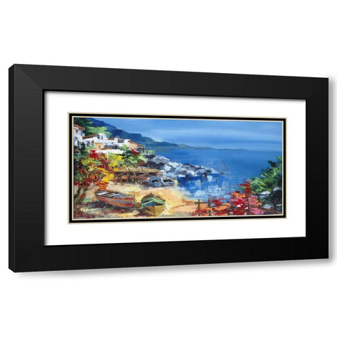 Barche a riva Black Modern Wood Framed Art Print with Double Matting by di Viccaro, Roberto